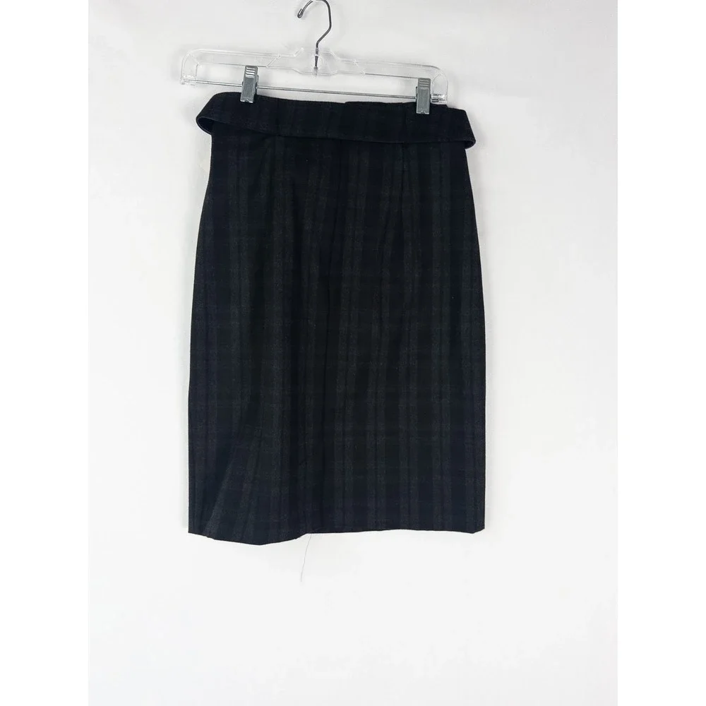 NWT Halogen Skirt Womens 6 Pencil Black Knit Belt Plaid Career‎ Office